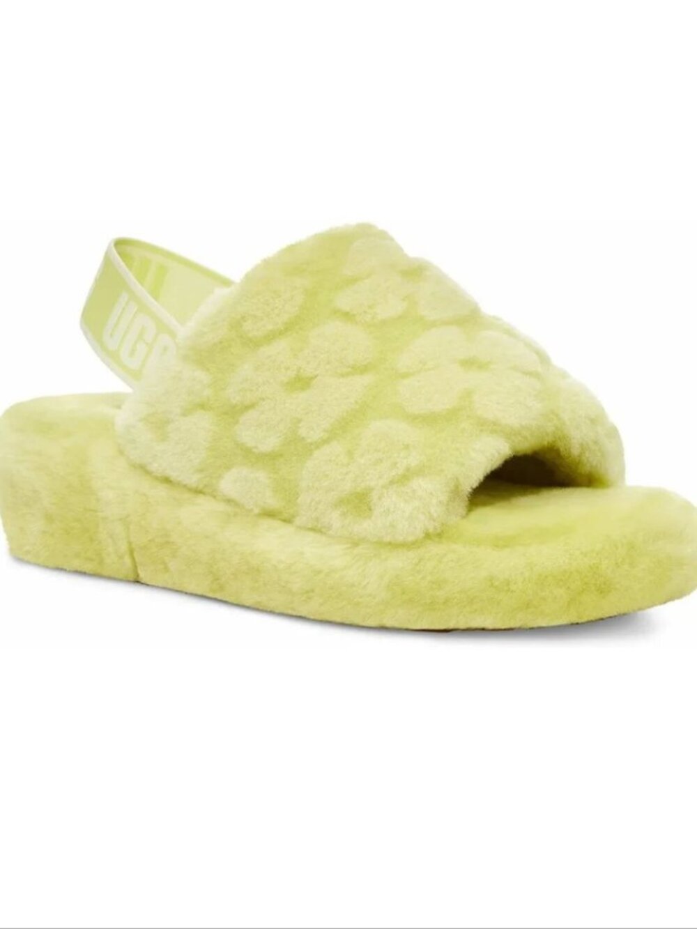UGG Fluff Yeah Poppy Slide Platform SLIPPERS Size 7 38 Pollen Lime Yellow NEW